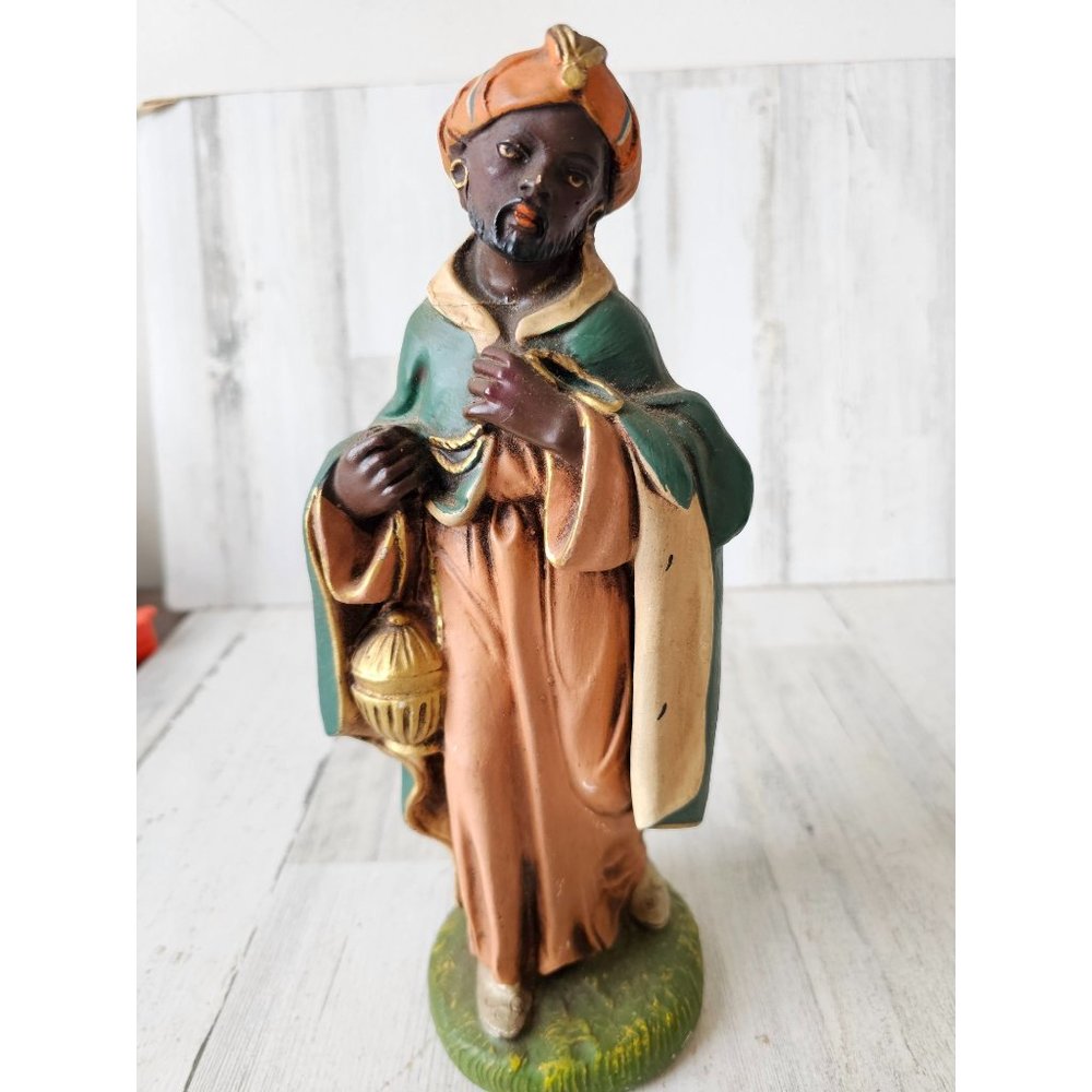 Vintage Italian wiseman nativity paper mache incense‎ Italy village Xmas decor